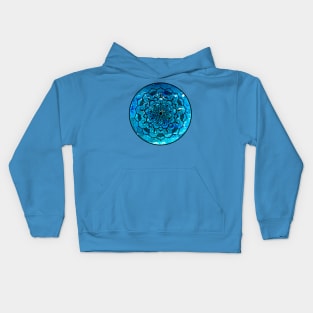 BLUE HEART ZENDOODLE, FLOWER MANDALA ART, ZENTANGLE PATTERN, TANGLE SHAPES, Kids Hoodie